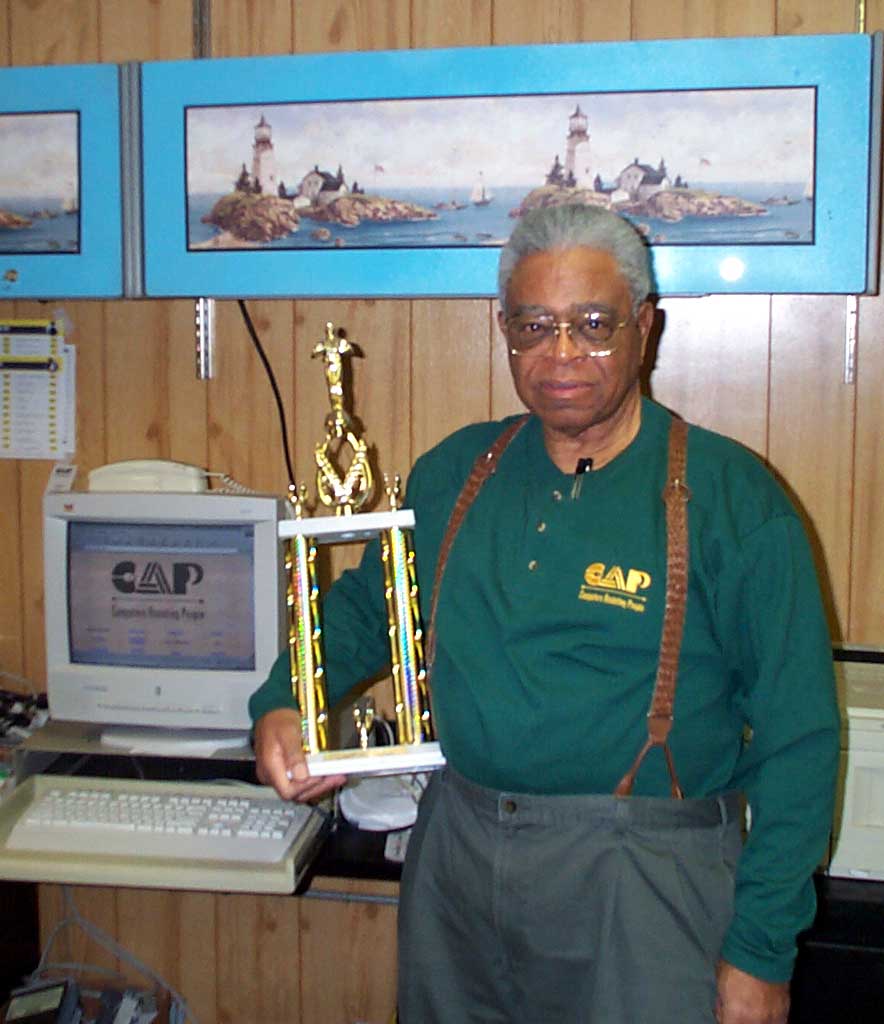 Dan Davenport with his trophy in the CAP resource Center