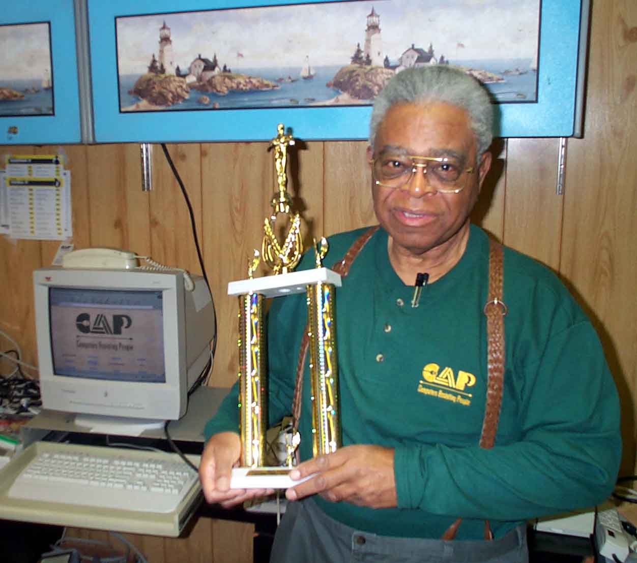 Dan Davenport with his trophy in the CAP resource Center