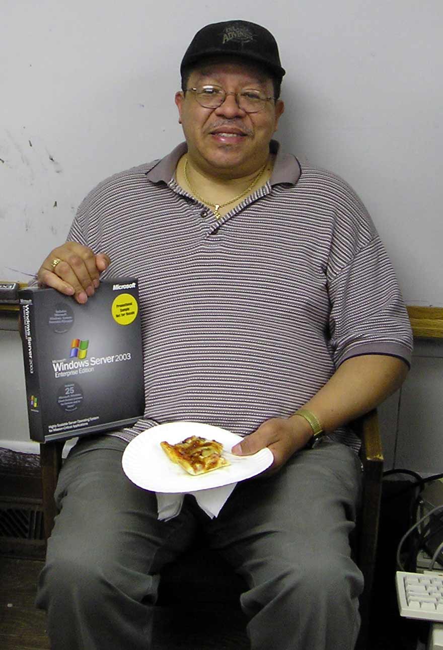 George Long with Pizza