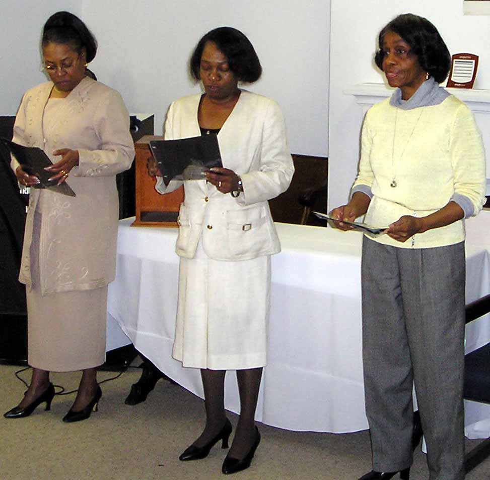 Ms Rosie Alexander, Mother Frances Whittiker and Ms June Ramsey-Levert ready to pass out Certificates of Completion to the Class